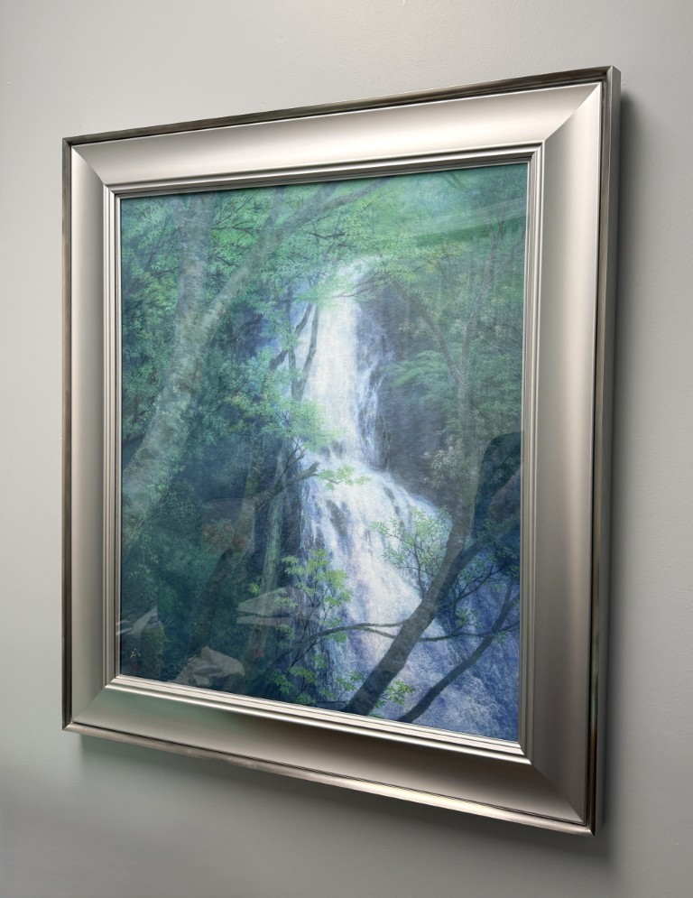 Original Oil Pastel Titled Waterfall Among Trees by Hiroki Uchida Original Oil Pastel Titled Waterfall Among Trees by Hiroki Uchida