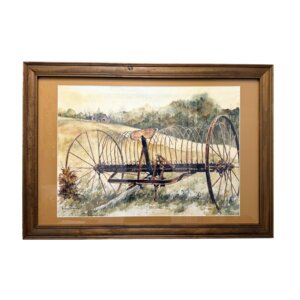 Original Watercolor of Antique Hay Rake by Angela Bradburn