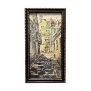 Original 1930s Watercolor of City Street