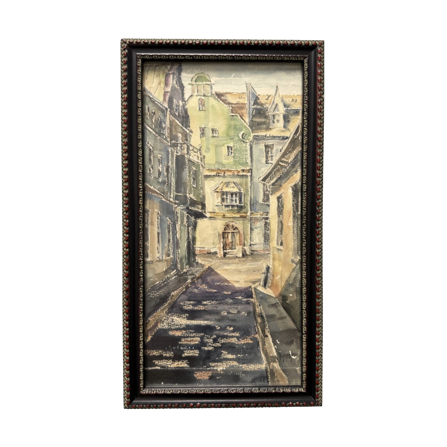 Original 1930s Watercolor of City Street Original 1930s Watercolor of City Street