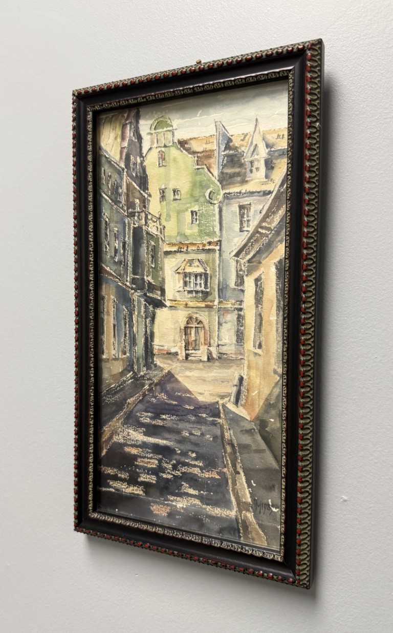 Original 1930s Watercolor of City Street Original 1930s Watercolor of City Street