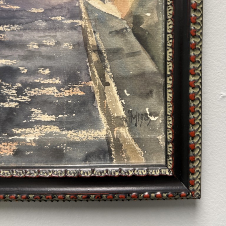 Original 1930s Watercolor of City Street Original 1930s Watercolor of City Street