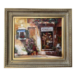 Oil on Canvas of Italian Cafe Signed Astrid