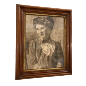 Early 20th Century Impressionist Charcoal Portrait of a Lady