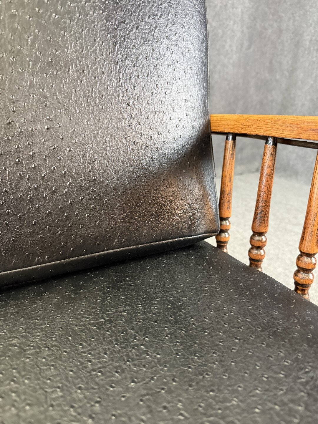 Antique Morris Chair with Black Faux-Ostrich Cushions Antique Morris Chair with Black Faux-Ostrich Cushions