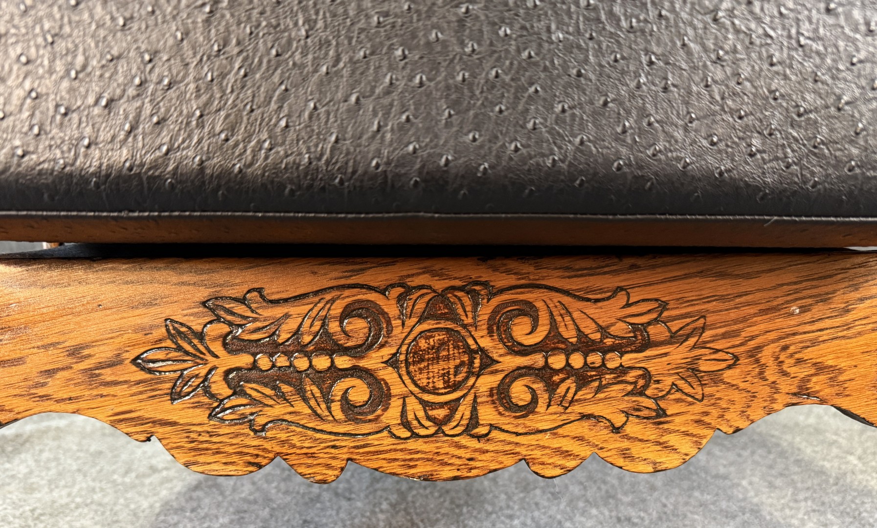 Antique Morris Chair with Black Faux-Ostrich Cushions Antique Morris Chair with Black Faux-Ostrich Cushions