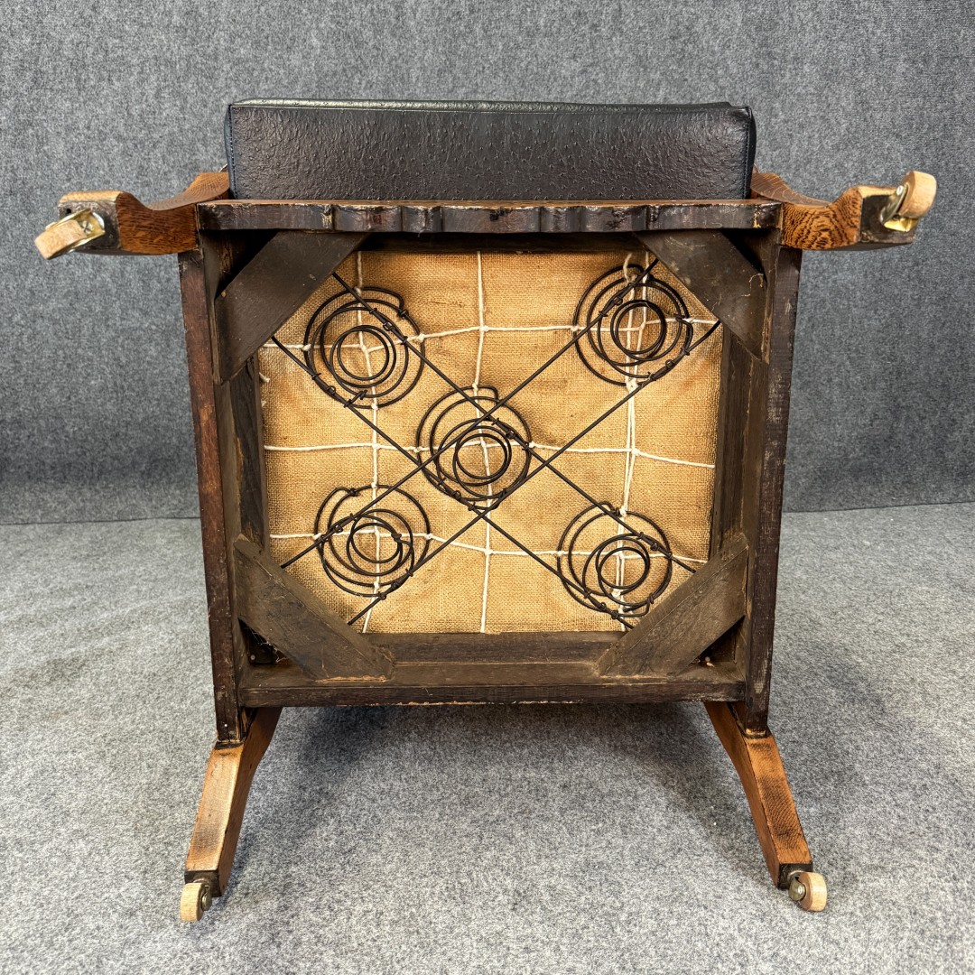 Antique Morris Chair with Black Faux-Ostrich Cushions Antique Morris Chair with Black Faux-Ostrich Cushions