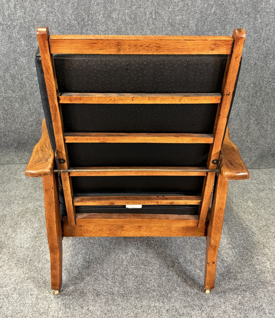 Antique Morris Chair with Black Faux-Ostrich Cushions Antique Morris Chair with Black Faux-Ostrich Cushions