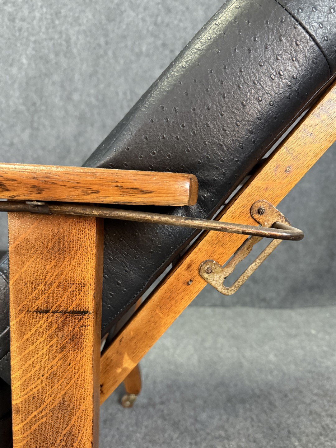 Antique Morris Chair with Black Faux-Ostrich Cushions Antique Morris Chair with Black Faux-Ostrich Cushions