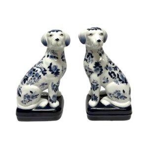 Pair of Blue and White Staffordshire Style Dogs