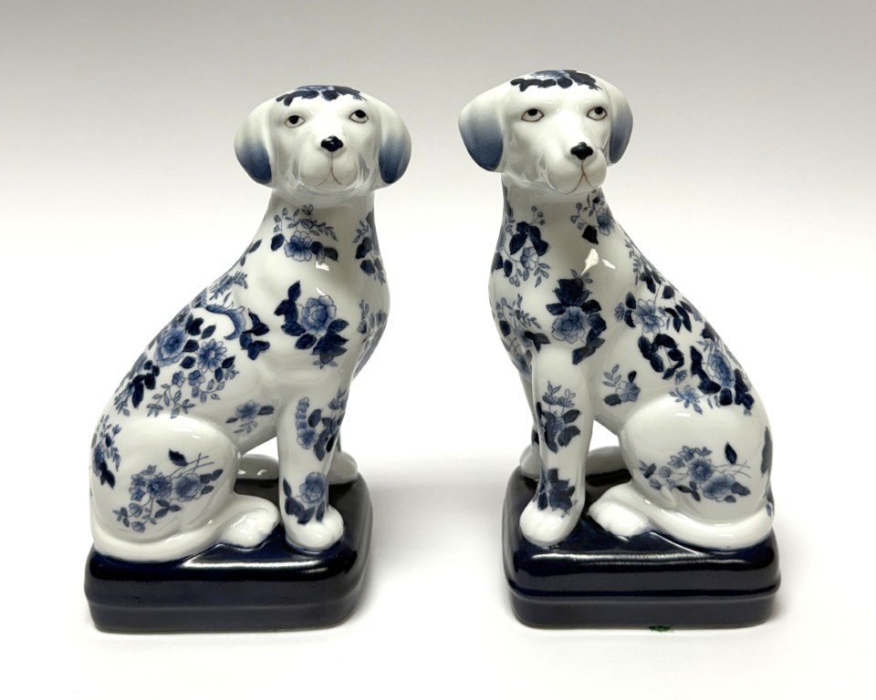 Pair of Blue and White Staffordshire Style Dogs Pair of Blue and White Staffordshire Style Dogs