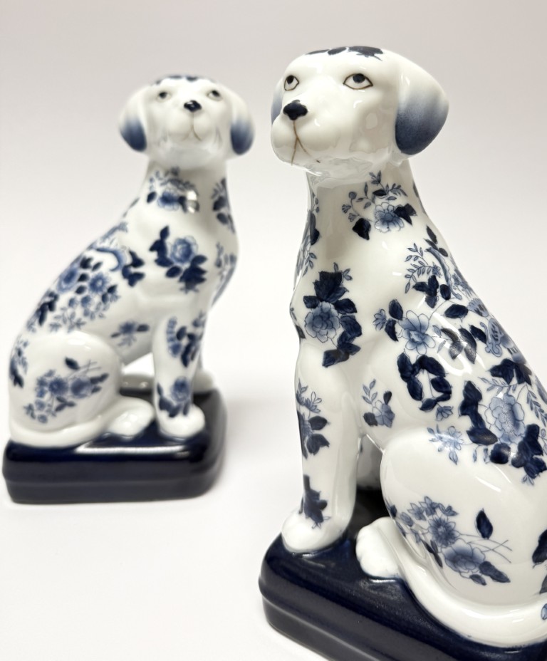 Pair of Blue and White Staffordshire Style Dogs Pair of Blue and White Staffordshire Style Dogs