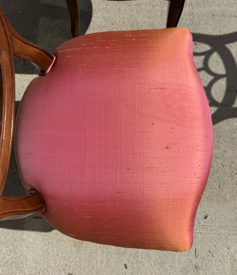 7 Piece 5ft Round Dining Set with Coral Upholstery 7 Piece 5ft Round Dining Set with Coral Upholstery