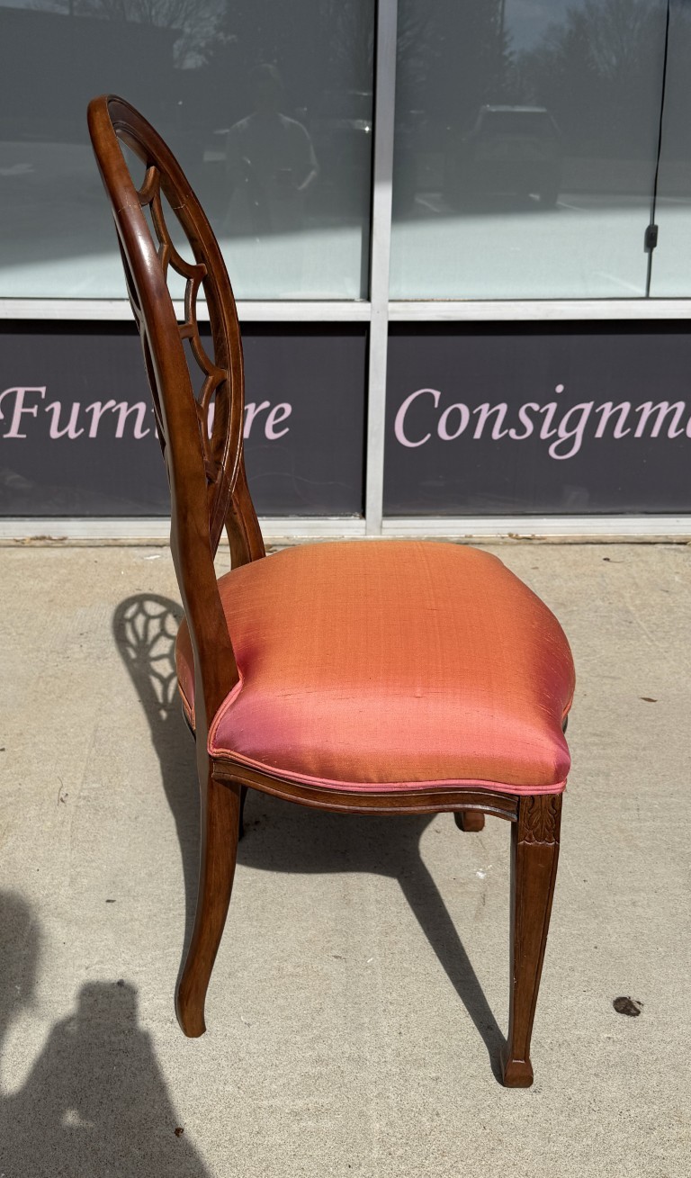 7 Piece 5ft Round Dining Set with Coral Upholstery 7 Piece 5ft Round Dining Set with Coral Upholstery