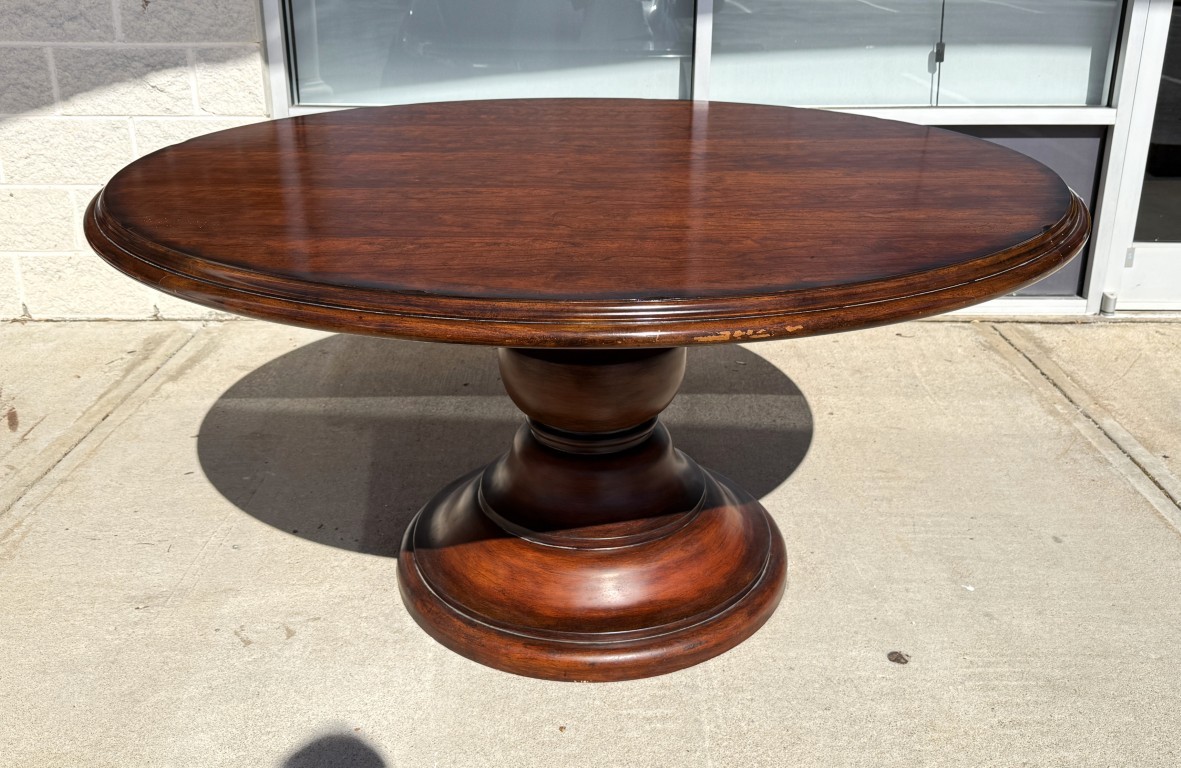 7 Piece 5ft Round Dining Set with Coral Upholstery 7 Piece 5ft Round Dining Set with Coral Upholstery