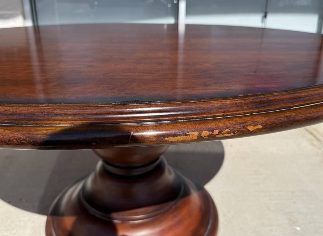 7 Piece 5ft Round Dining Set with Coral Upholstery 7 Piece 5ft Round Dining Set with Coral Upholstery