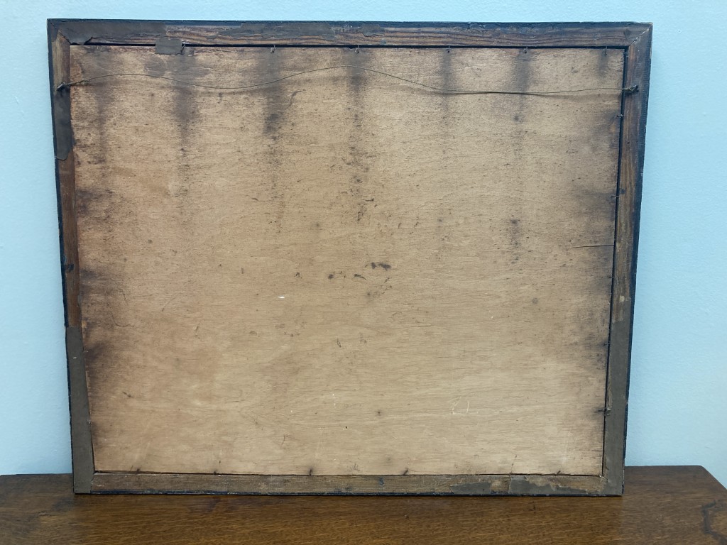 Antique Hand Colored Engraving of a Traveler with Eglomise Border Antique Hand Colored Engraving of a Traveler with Eglomise Border