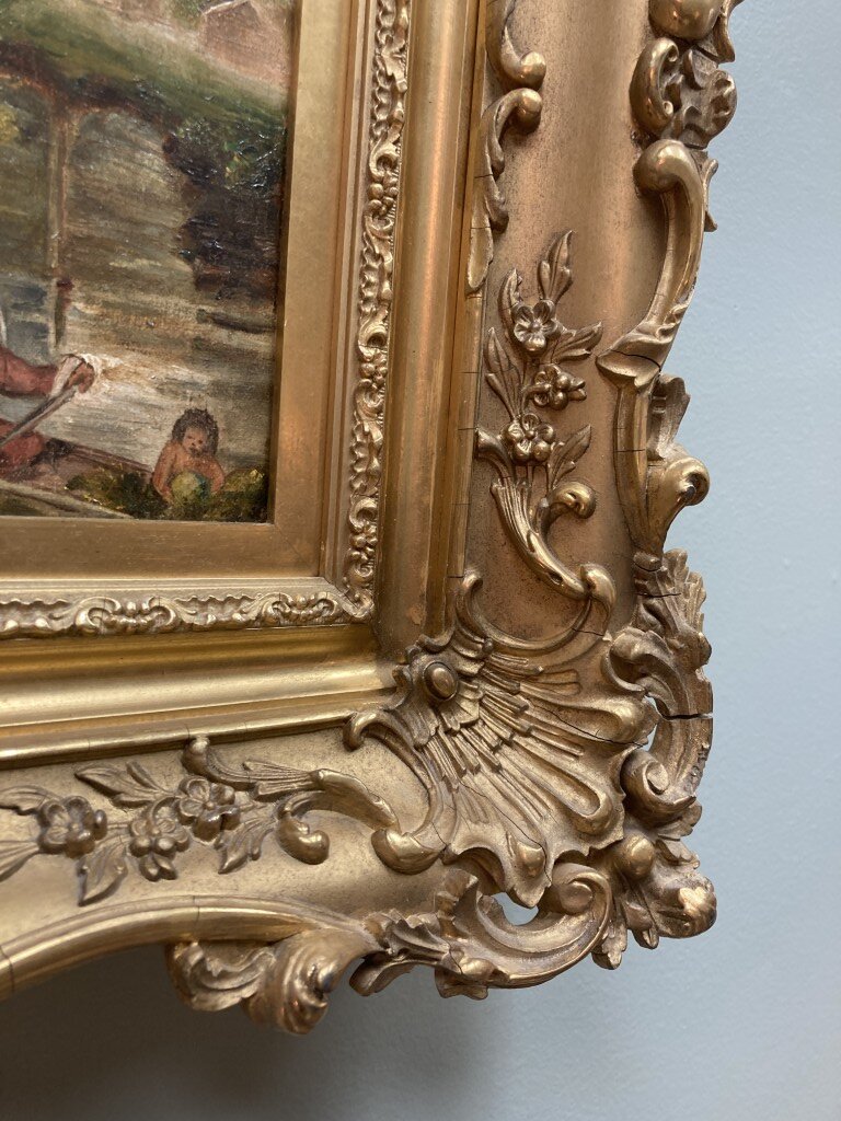 Ornately Framed Original Signed and Dated Oil Painting of Venetian Scene Ornately Framed Original Signed and Dated Oil Painting of Venetian Scene