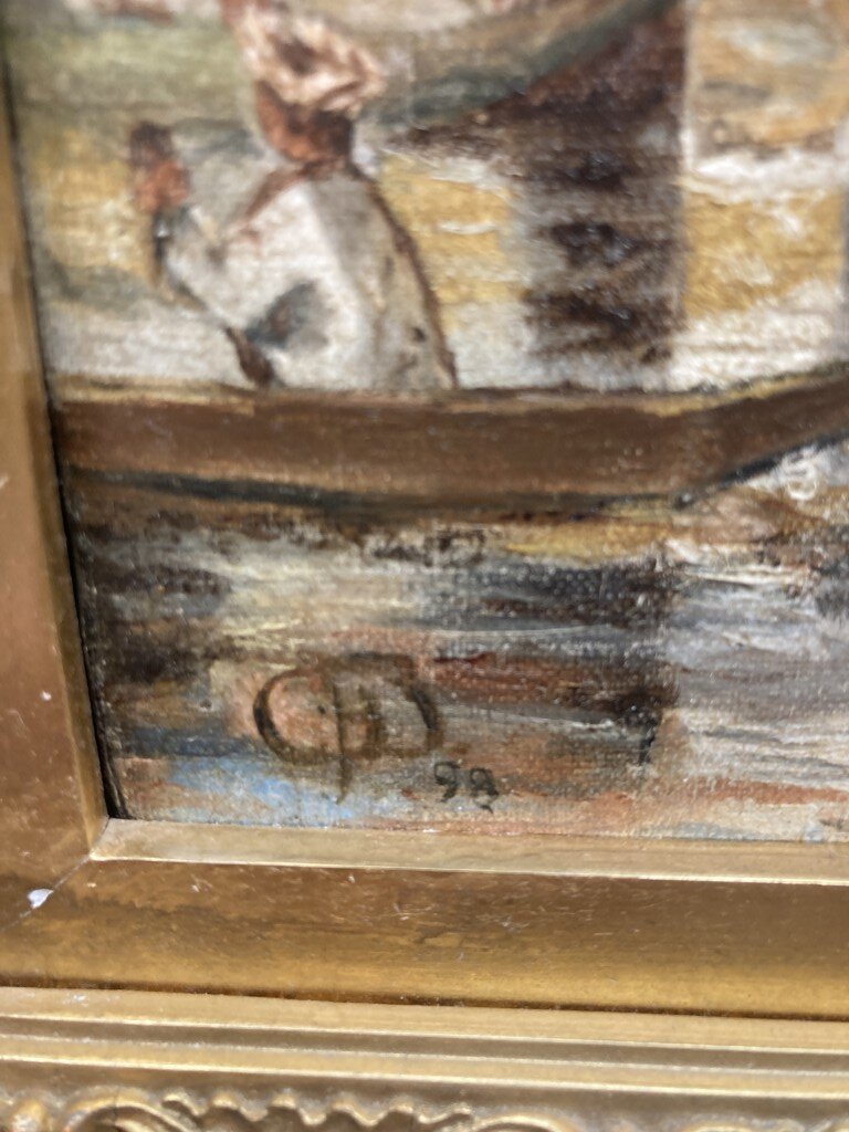 Ornately Framed Original Signed and Dated Oil Painting of Venetian Scene Ornately Framed Original Signed and Dated Oil Painting of Venetian Scene