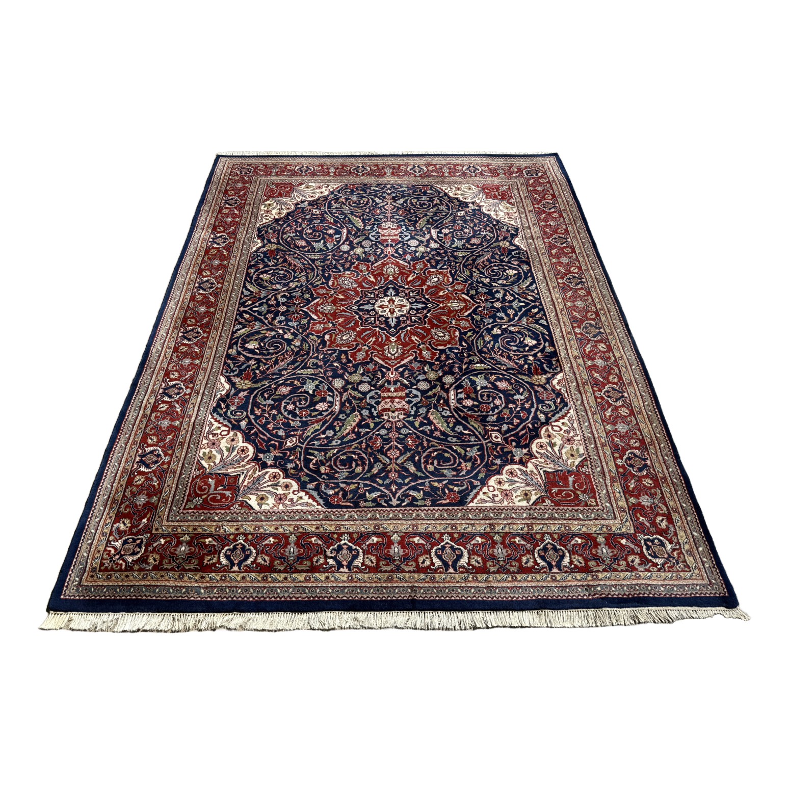 9x12 Hand-Knotted Blue Persian Tabriz-Style Area Rug 9x12 Hand-Knotted Blue Persian Tabriz-Style Area Rug