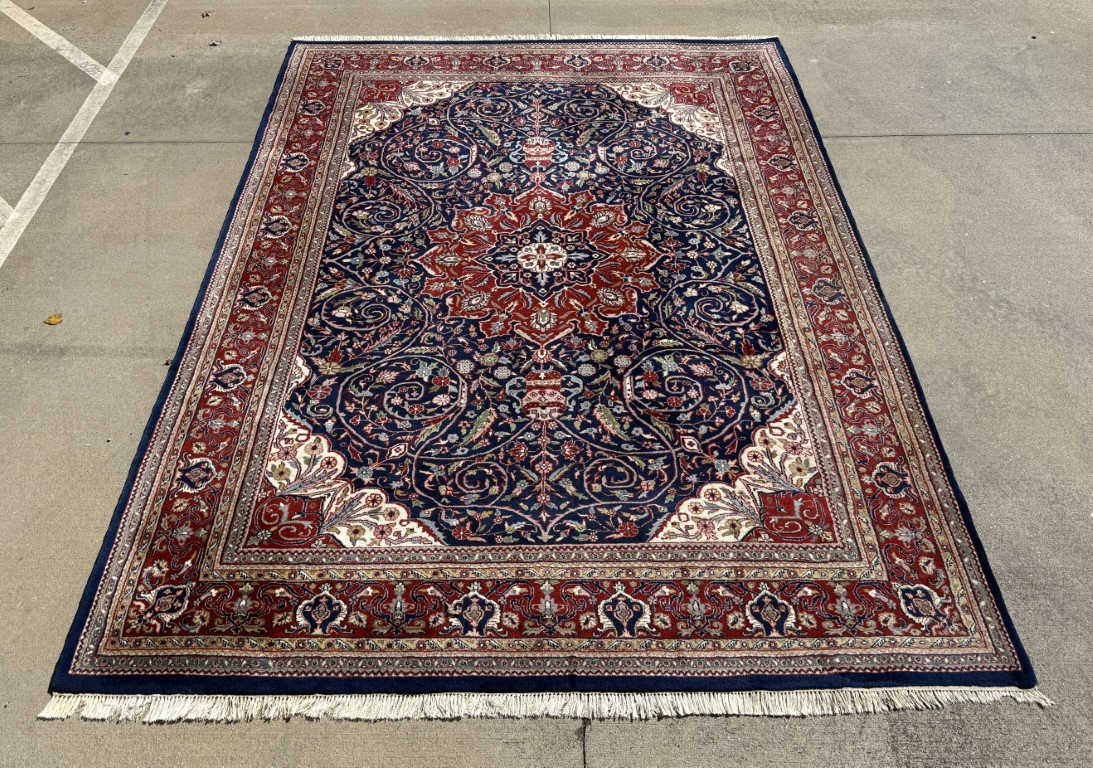 9x12 Hand-Knotted Blue Persian Tabriz-Style Area Rug 9x12 Hand-Knotted Blue Persian Tabriz-Style Area Rug