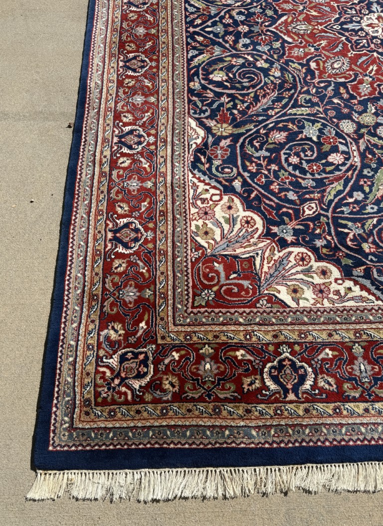 9x12 Hand-Knotted Blue Persian Tabriz-Style Area Rug 9x12 Hand-Knotted Blue Persian Tabriz-Style Area Rug