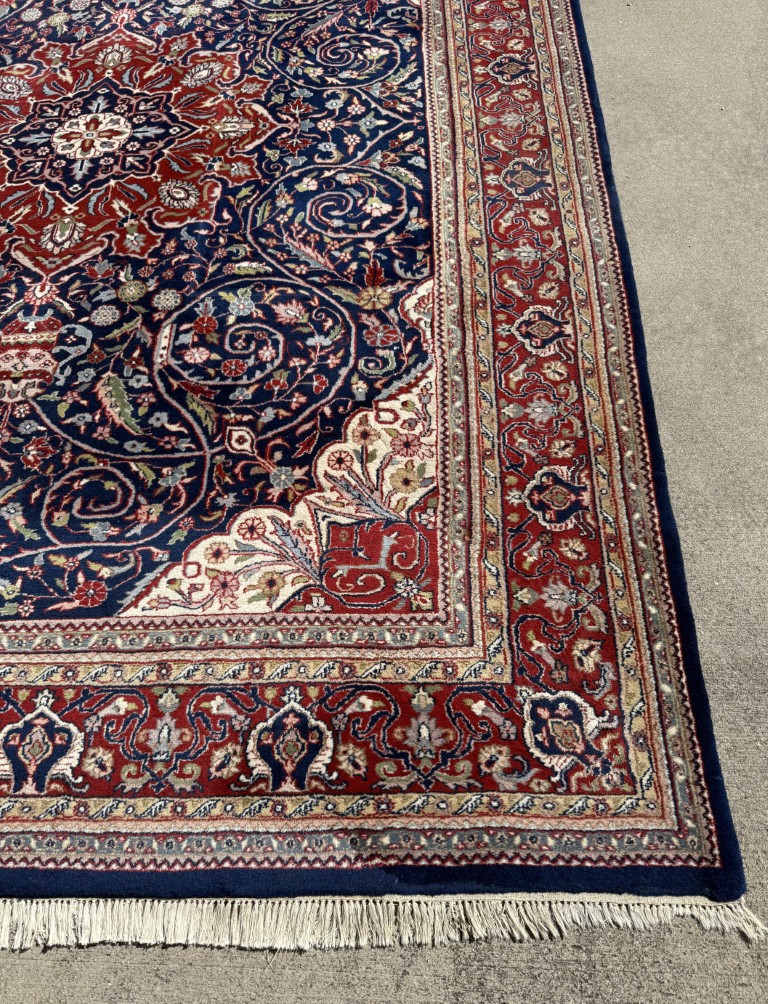 9x12 Hand-Knotted Blue Persian Tabriz-Style Area Rug 9x12 Hand-Knotted Blue Persian Tabriz-Style Area Rug