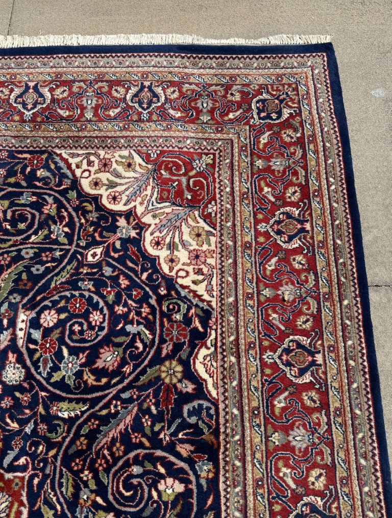 9x12 Hand-Knotted Blue Persian Tabriz-Style Area Rug 9x12 Hand-Knotted Blue Persian Tabriz-Style Area Rug