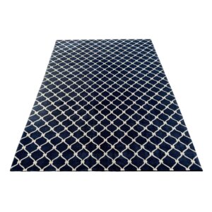 8x11 Hand-Knotted Blue and White Area Rug