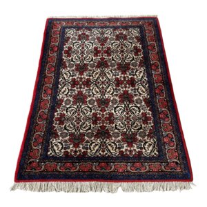 4x5 Persian Bijar-Style Hand-Knotted Area Rug with Rose Motifs