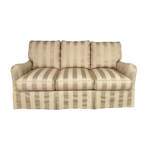 Wesley Hall Traditional Tan Sofa with Pleated Skirt