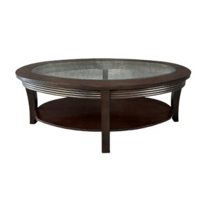 Transitional Oval Glass Top Coffee Table