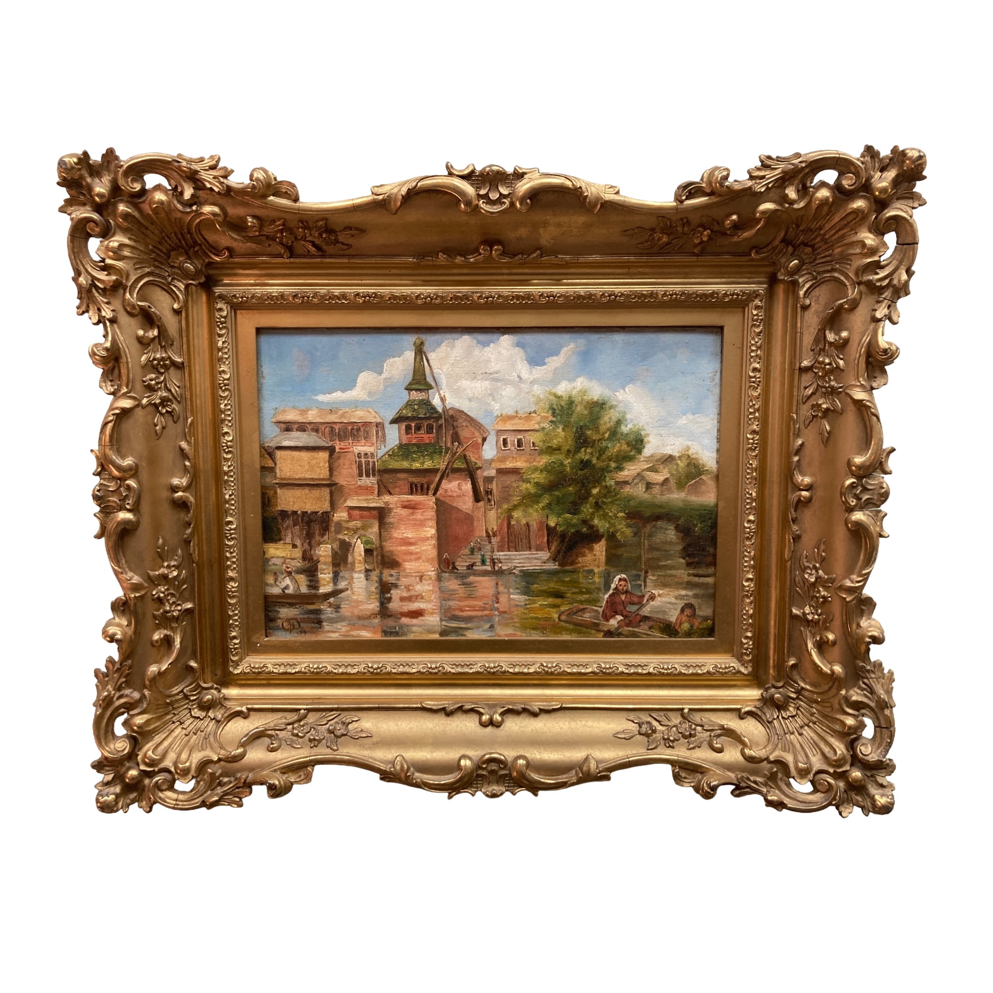 Ornately Framed Original Signed and Dated Oil Painting of Venetian Scene Ornately Framed Original Signed and Dated Oil Painting of Venetian Scene