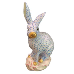 Herend 12" Tall Large Bunny Rabbit Figurine #5334 in Fishnet Blue