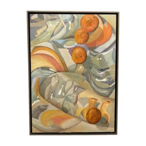 Original Modern Still Life of Oranges and Pottery by A. Breuer