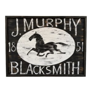Ethan Allen J. Murphy Blacksmith Sign on Wood