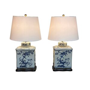 Pair of Large New Blue and White Porcelain Tea Caddy Lamps by Avala