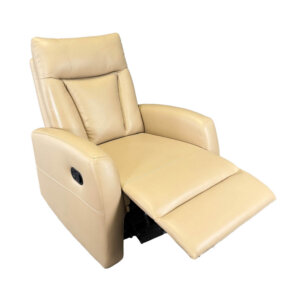 Contemporary Tan Leather Manual Recliner
