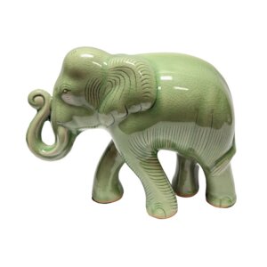 Hand Made Pale Green Elephant Sculpture