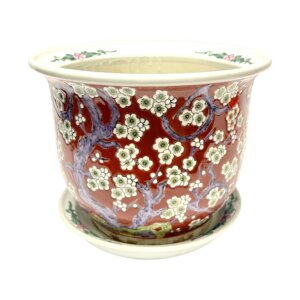 Floral Brick Red and Lavender Planter