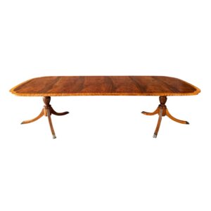 Incredible Banded Top Flamed Mahogany Dining Table with 2 Leaves