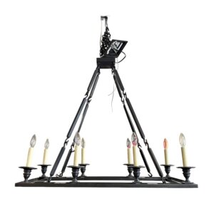 Contemporary Black Candlestick Style Eight Light Chandelier