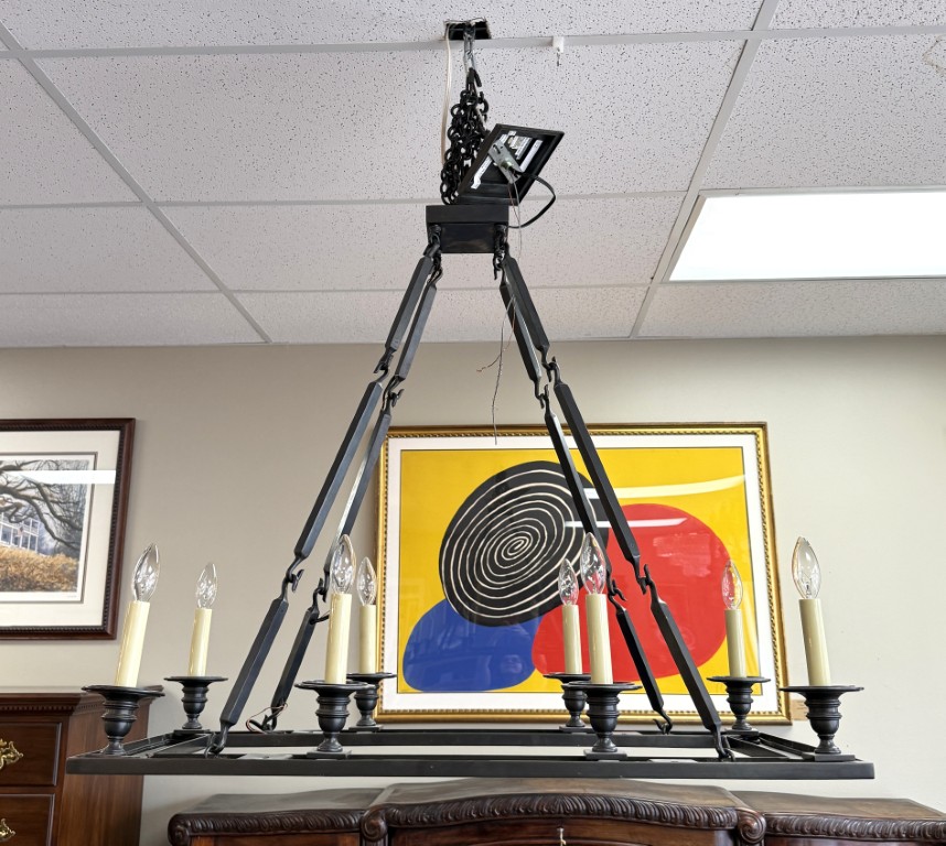 L553 (1)Contemporary Black Candlestick Style Eight Light Chandelier Contemporary Black Candlestick Style Eight Light Chandelier
