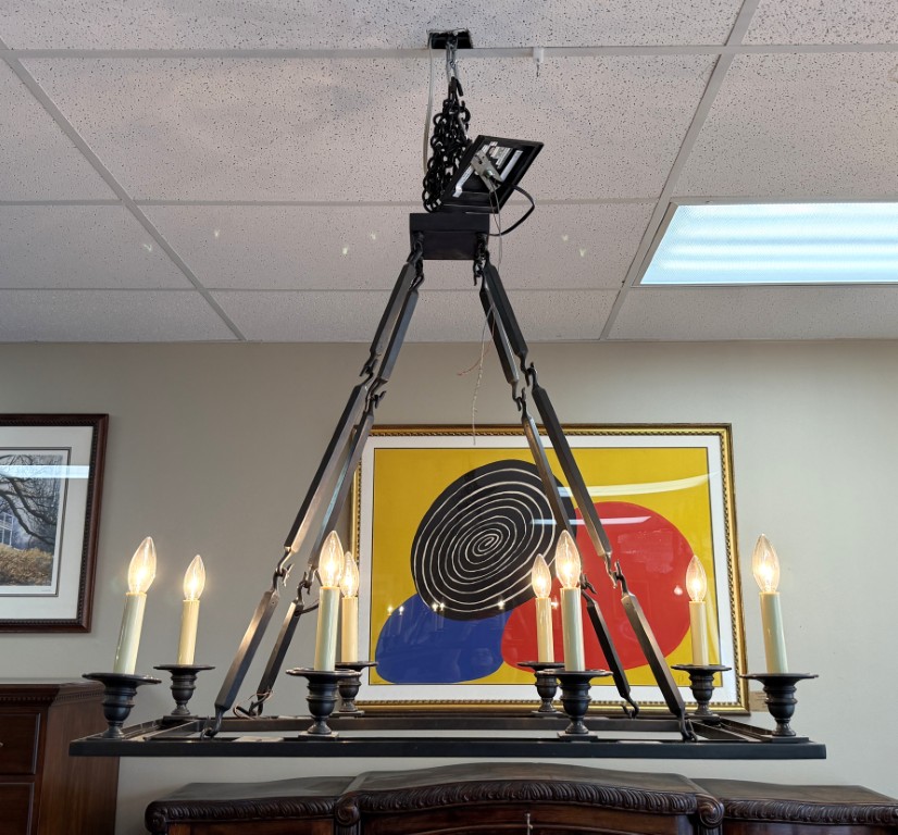 L553 (11)vContemporary Black Candlestick Style Eight Light Chandelier Contemporary Black Candlestick Style Eight Light Chandelier