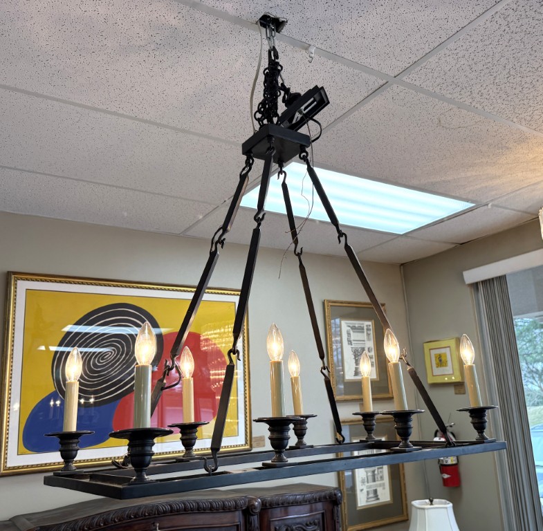 L553 (13)Contemporary Black Candlestick Style Eight Light Chandelier v