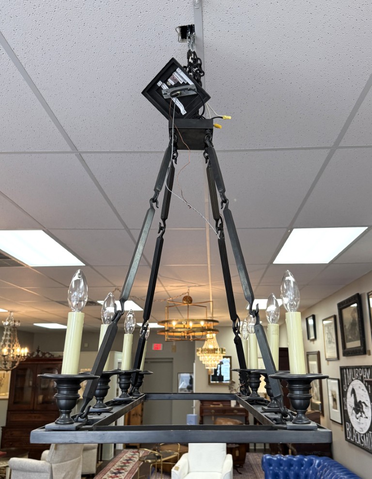 L553 (3)Contemporary Black Candlestick Style Eight Light Chandelier Contemporary Black Candlestick Style Eight Light Chandelier