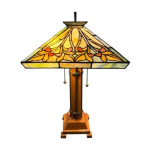 Tiffany Mission Style Lamp with Oak Base