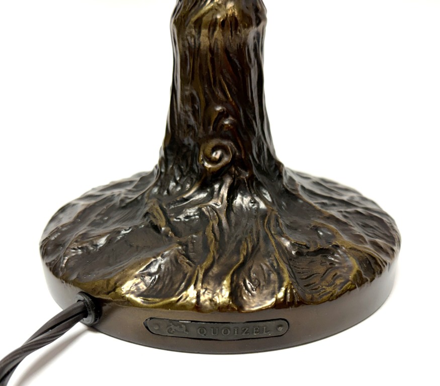 Vintage Iridescent Glass Dome Lamp with Tree Trunk Base Vintage Iridescent Glass Dome Lamp with Tree Trunk Base