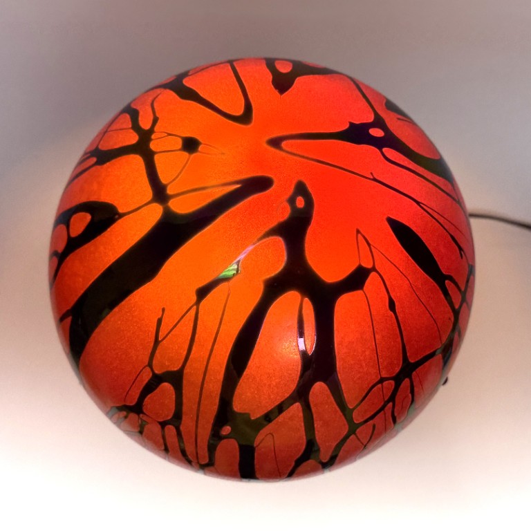 Vintage Iridescent Glass Dome Lamp with Tree Trunk Base Vintage Iridescent Glass Dome Lamp with Tree Trunk Base