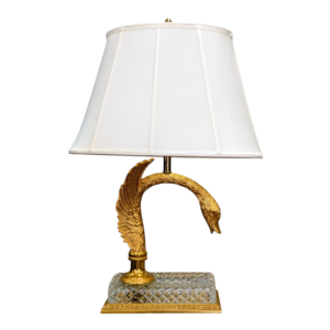 Vintage Gilded Swan Marbro Table Lamp